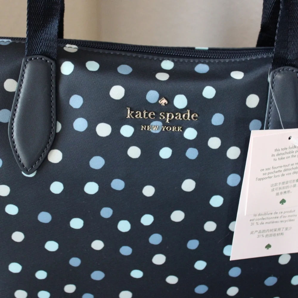 Kate Spade Mel Tote in Navy Blue with polka dots - Picture 7 of 7